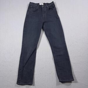 Agolde Jeans Womens 25 Black High‎ Rise Riley Long Straight Leg Stretch Denim